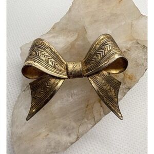 Vintage Forstner Sterling Silver Bow Brooch Mid Century Ribbon Pin Engraved 8.6g